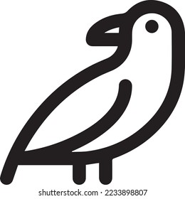 Sitting parrot flat line icon. Vector thin sign of cute bird, animal logo. Pet shop outline illustration.
