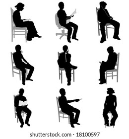 sitting people