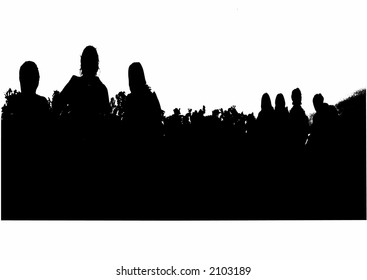 Sitting people  group silhouette vector graphics