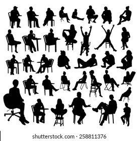 Sitting people silhouettes