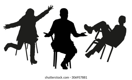 Sitting people silhouettes