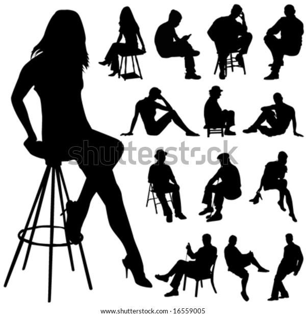 Sitting People Vector Stock Vector (Royalty Free) 16559005 | Shutterstock