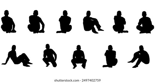 sitzende Menschen Vektor Silhouette Set