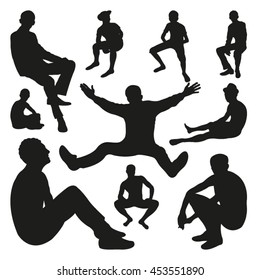 Sitting People Vector Silhouettes