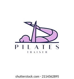 Sitting pilates line outline icon silhouette logo design Premium