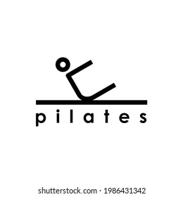 pilates sentados posan yoga plana minimalista diseño del logo