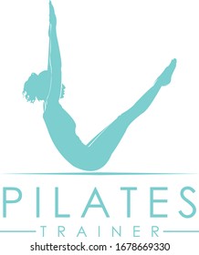 Sitting Pilates Woman Silhouette Logo