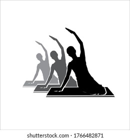 Sitting Pilates Woman Silhouette logo design illustration icon simple