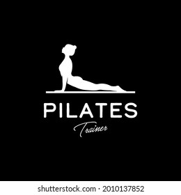 Sitting Pilates Woman Silhouette logo design	