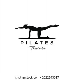 Sitting Pilates Woman Silhouette logo design