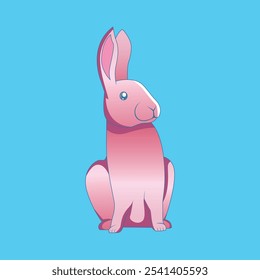 A sitting pink rabbit there