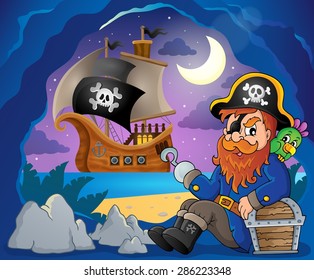 Imagen de tema pirata sentada 7 - ilustración vectorial eps10.