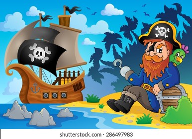 Sitting pirate theme image 8 - eps10 vector illustration.
