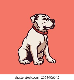 Sitting Pitbull Creative Cartoon Illustration