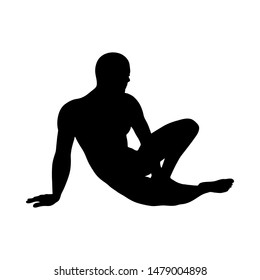 Sitting Pose Man Silhouette. Muy suave y detallado. Ilustración vectorial.    