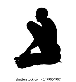 Sitting Pose Man Silhouette. Very smooth and detailed. Vector illustration.    