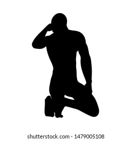 Sitting Pose Man Silhouette. Sehr glatt und detailliert. Vektorgrafik.    