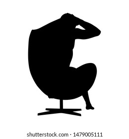 Sitting Pose Man Silhouette. Muy suave y detallado. Ilustración vectorial.    