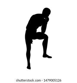 Sitting Pose Man Silhouette. Very smooth and detailed. Vector illustration.    