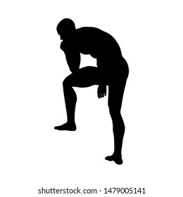 Sitting Pose Man Silhouette. Very smooth and detailed. Vector illustration.    