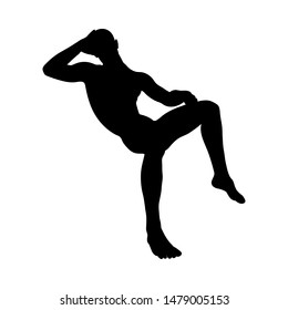 Sitting Pose Man Silhouette. Muy suave y detallado. Ilustración vectorial.    