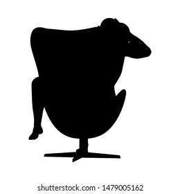 Sitting Pose Man Silhouette. Muy suave y detallado. Ilustración vectorial.    