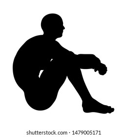 Sitting Pose Man Silhouette. Very smooth and detailed. Vector illustration.    