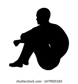 Sitting Pose Man Silhouette. Very smooth and detailed. Vector illustration.    