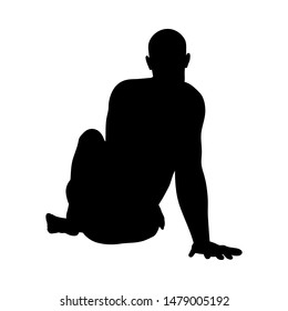 Sitting Pose Man Silhouette. Very smooth and detailed. Vector illustration.    