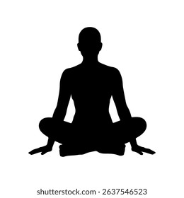 Sitting pose silhouette icon vector flat design on white background