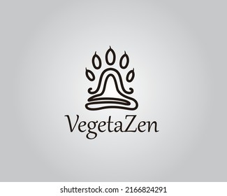 Sitting Pose Yoga or meditation line art, abstract yoga pose with animal paws logo design