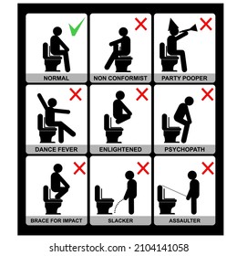 sitting position on the toilet, poster vector