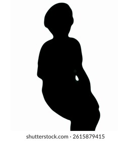 sitting posture of a boy black silhouette illustration
