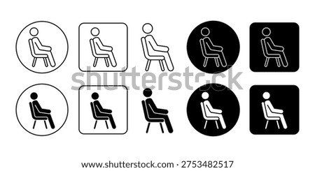 Sitting posture icon collection presenting seated human positions suitable for public information signage waiting areas office instruction and lifestyle guidance materials.