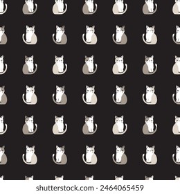 Sitting Pretty Sweet Kitties Vector Pattern can be use for background and apparel design