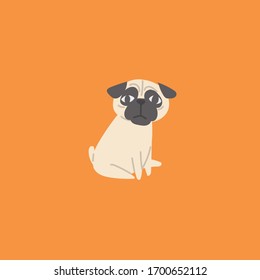 Sitting Pug Dog from Side Vector Art