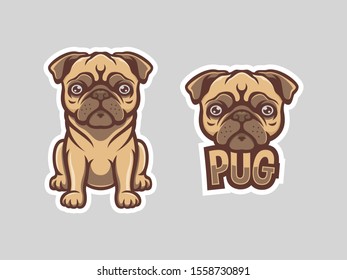 Sitting Pug mascot design template