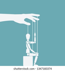 sitting puppet with his hand up