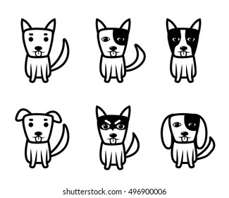 Sitting puppy dog icons and symbol, vector design