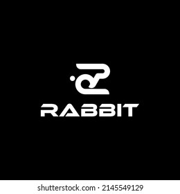 Sitting rabbit abstract logo vector illustration