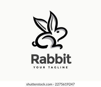 sitting rabbit bunny look up drawn art logo symbol design template illustration inspiration