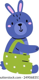 Sitting Kaninchen Charakter Handgezeichnete Vektorillustration