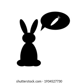 sitting rabbit dreaming about carrot vector illustration