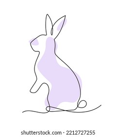 Sitting rabbit in linear style. Vector illustration