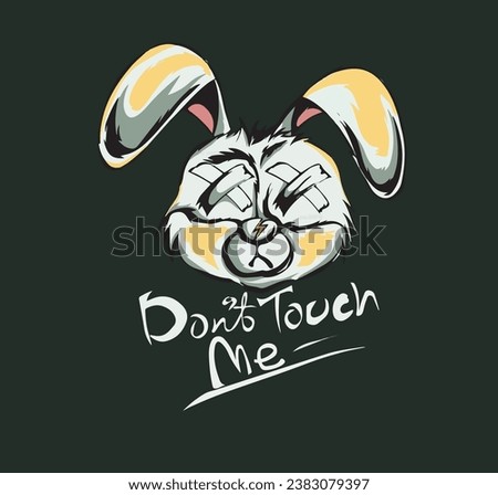 
Sitting rabbit with long ears in yellow and black contours