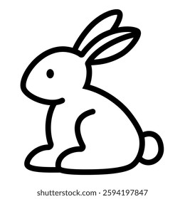 Sitting rabbit outlined icon isolated on white background. Easter vector illustrations
