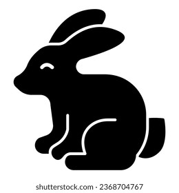 Sitting rabbit solid icon, Happy Easter concept, bunny silhouette sign on white background, Easter rabbit icon in glyph style for mobile concept and web design. Vector graphics