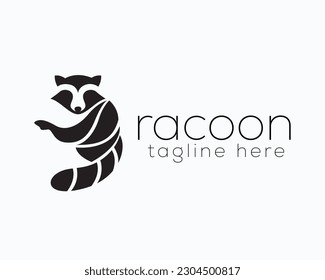 sitting raccoon body separate logo symbol design template illustration inspiration