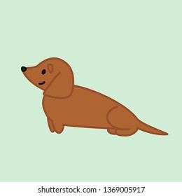 Sitting Red Coat Dachshund Cartoon Vector Illustration
