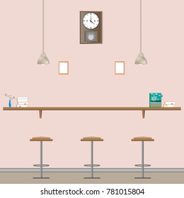 sitting relax on a chair at counter bar reading book  in coffee shop, vintage clock